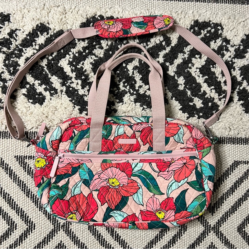 Vintage Vera Bradley Pink Floral Medium Traveler Bag
